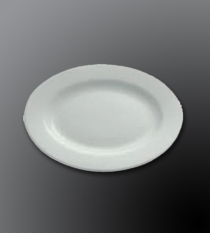 Rolled Edge Porcelain Dinnerware Alpine White Oval Plate 11.5"